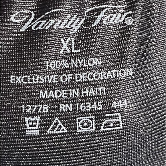 Vanity Fair Split Slip Shorts Womens XL Black Nylon Lace Trim Lingerie Underwear - Picture 4 of 7